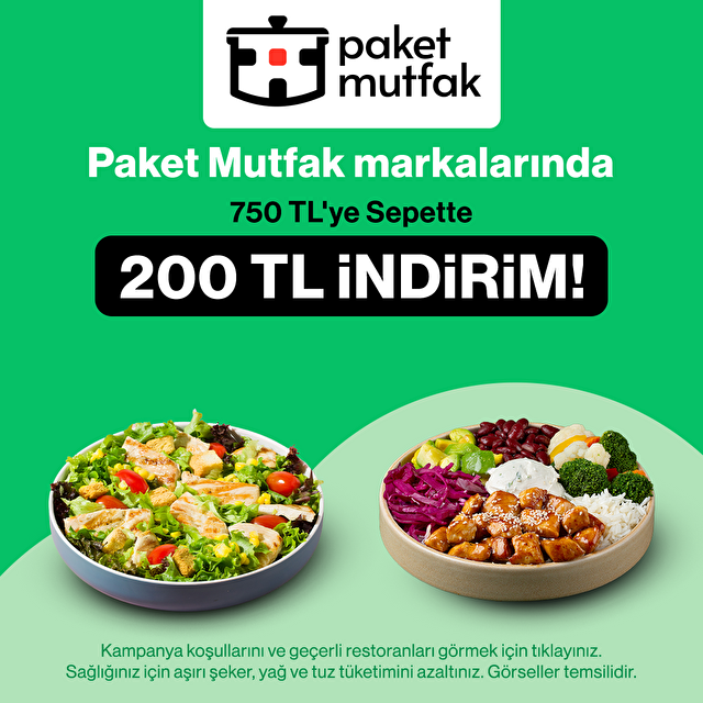 750 TL'ye sepette 200 TL İndirim