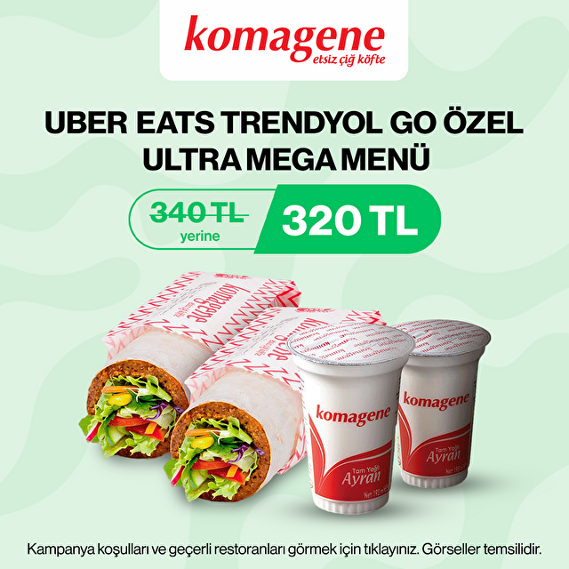 Uber Eats Trendyol Go Özel Ultra Mega Menü Sepette 320 TL 