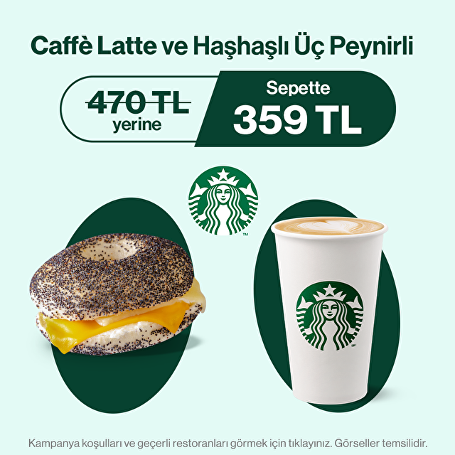 Caffé Latte ve Haşhaşlı 3 Peynirli Sepette 359 TL!