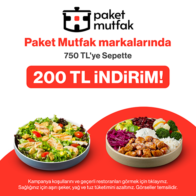 750 TL'ye sepette 200 TL İndirim