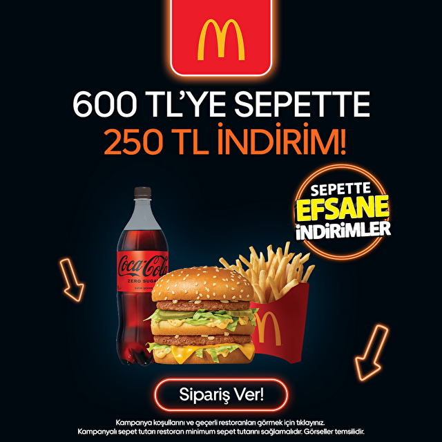 600 TL'ye Sepette 250 TL İndirim