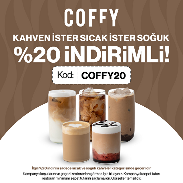 Sıcak ve Soğuk Kahvelerde %20 İndirim