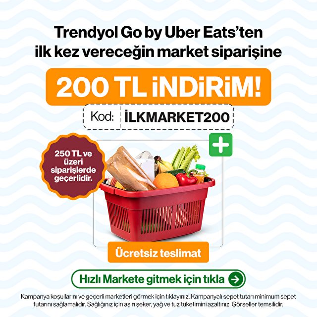 İlk Market Siparişine Özel 200 TL İndirim