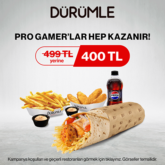 Pro Gamer Menü 499 TL yerine 400 TL