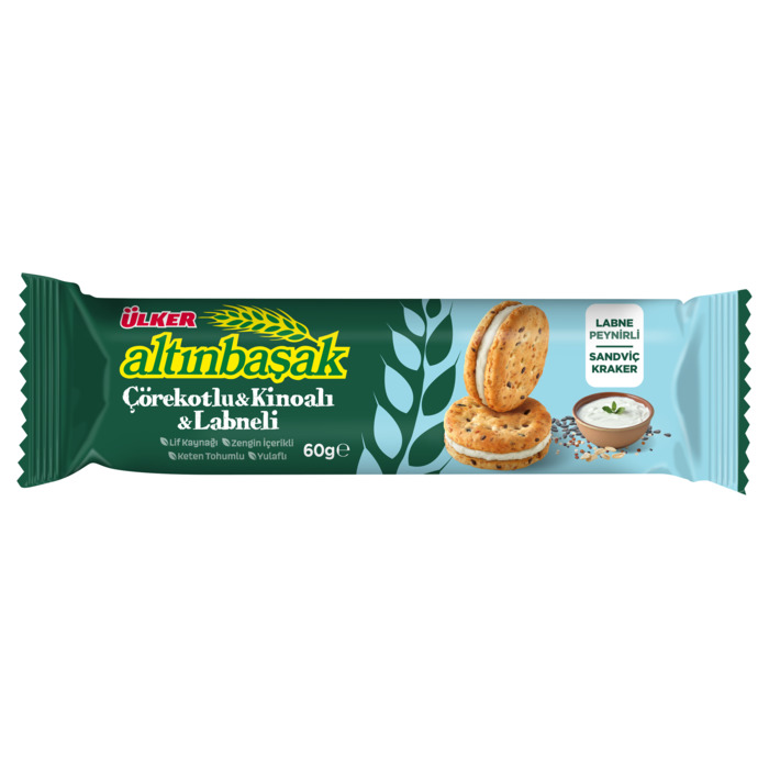 Ülker Altınbaşak Çörekotlu Kinoalı Labneli Sandviç Kraker 60 Gr