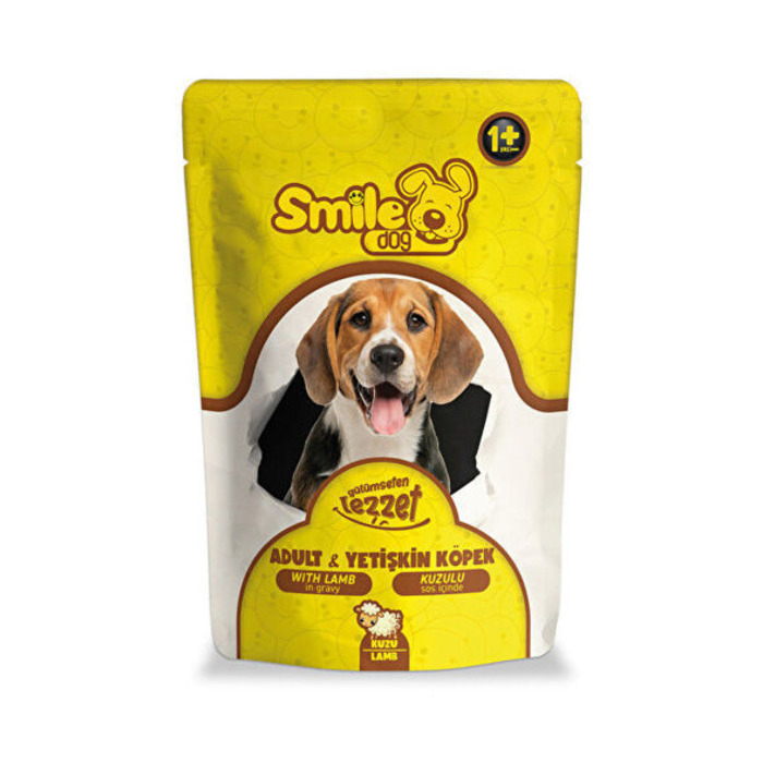 SMİLE DOG YETİŞKİN KÖPEK MAMASI PARÇA ETLİ JÖLELİ KUZULU 85GR