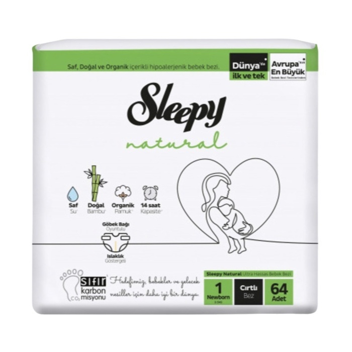 Bebek Bezi Naturel 2'li Jumbo 1 No Yeni Doğan 2-5 Kg 64'lü