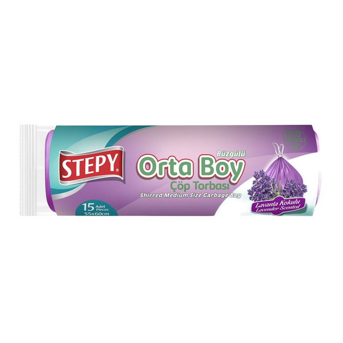 Büzgülü Lavanta Kokulu Orta Boy Çöp Torbası 10'lu