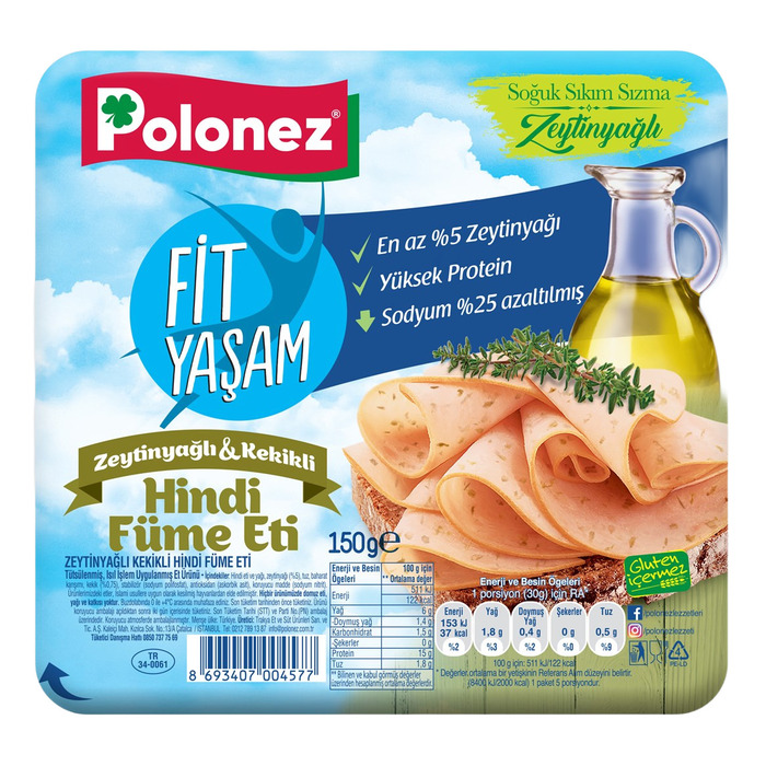 Polonez Füme Fit Hindi Zeytinyağlı Kekikli 150 Gr