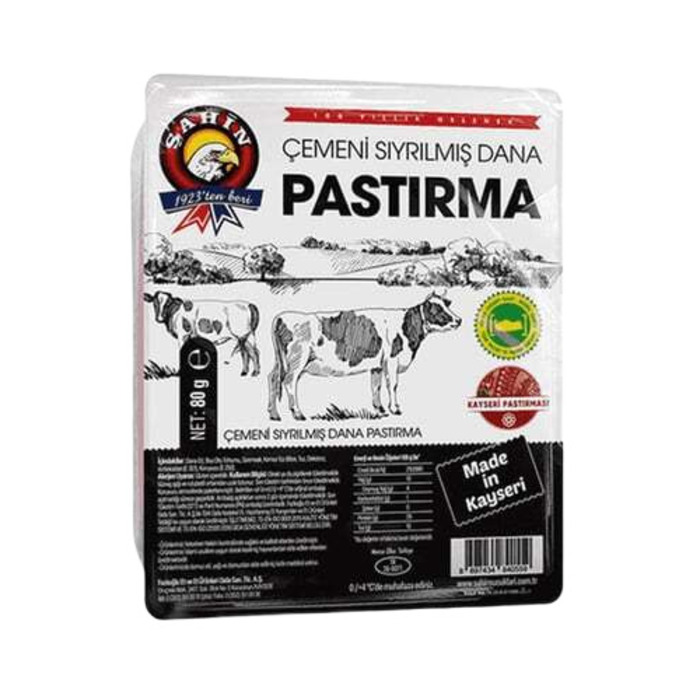 Şahin Çem.Sıyrılmış Dana Pastırma 80 Gr