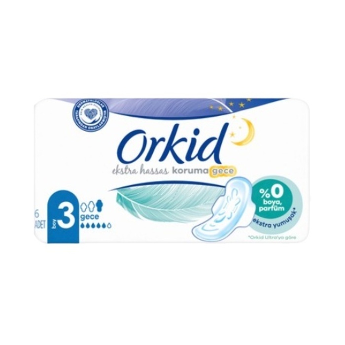 Orkid Ekstra Hassas Koruma Gece Kanatlı Hijyenik Ped 7 Ad