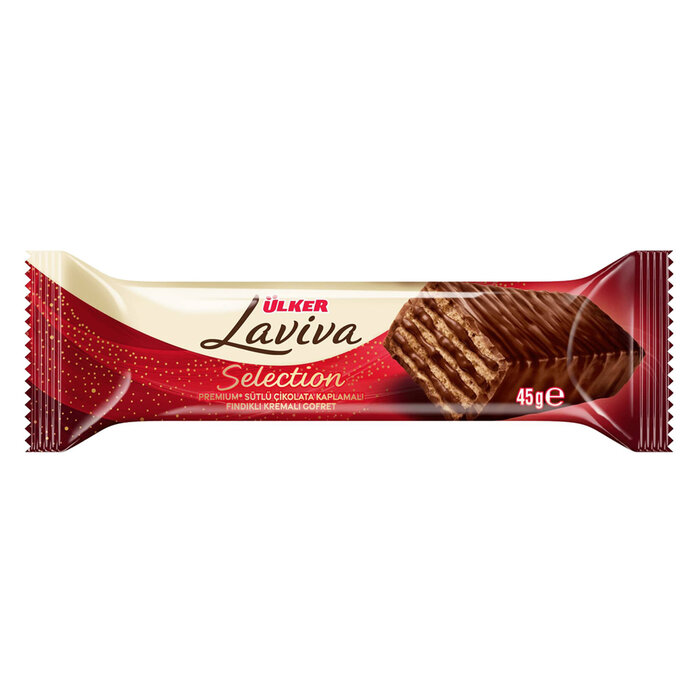 Laviva Selection Premium Sütlü Çikolata Kaplamalı Fındıklı Kremalı Gofret 45 Gr