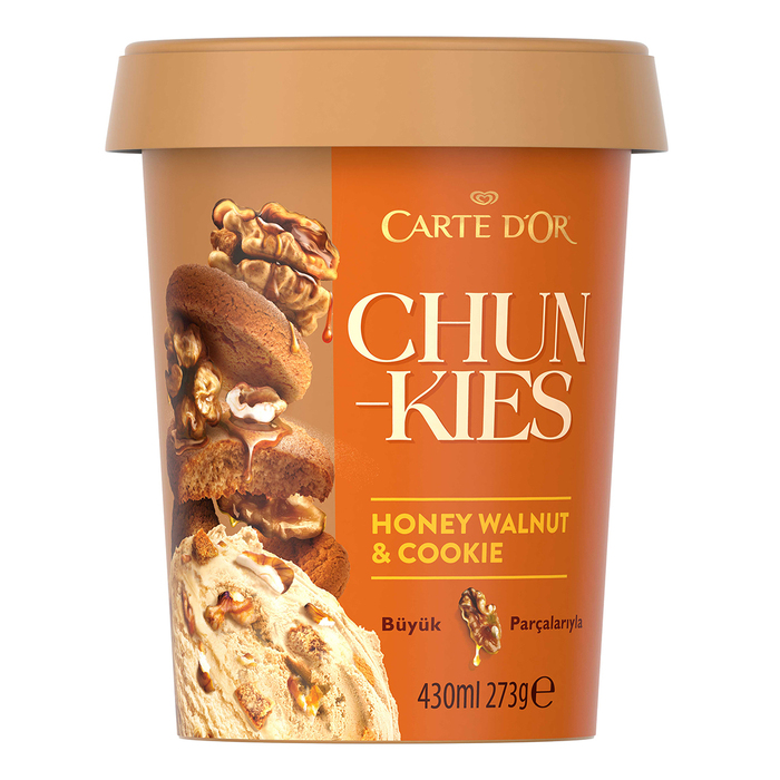 Carte D'Or Chunkies Ballı Ceviz & Tarçınlı Kurabiye Parçalı Karamelli Dondurma 430 Ml