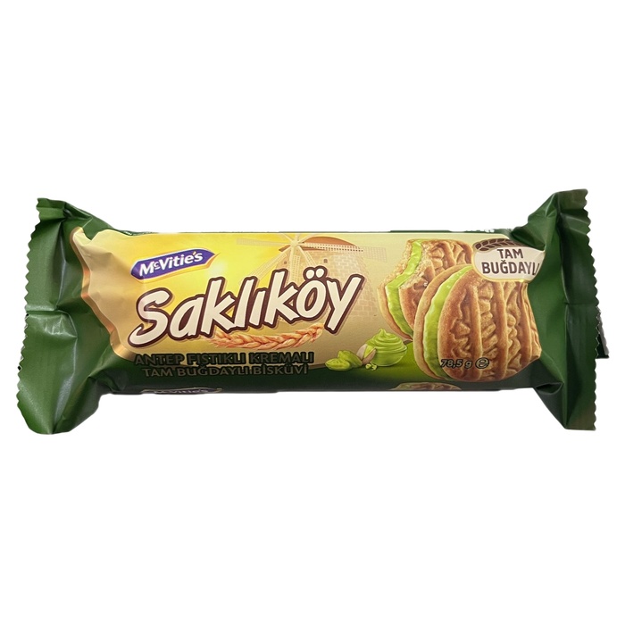 Saklıköy Antep Fıstıklı Kremalı Tam Buğdaylı Bisküvi 78.5 Gr