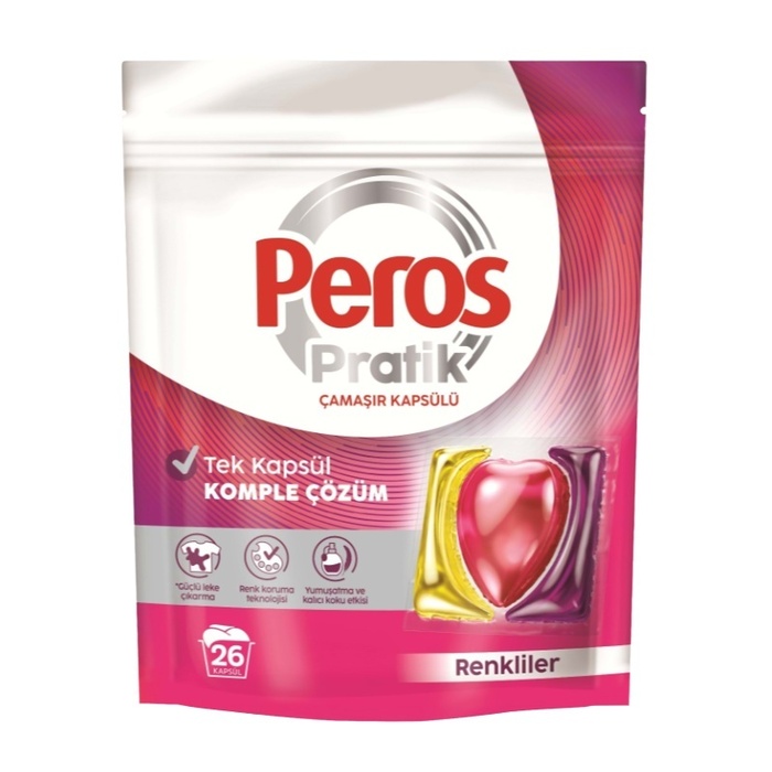 Peros Pratik Kapsül Çamaşır Deterjanı Renkliler 26 Adet