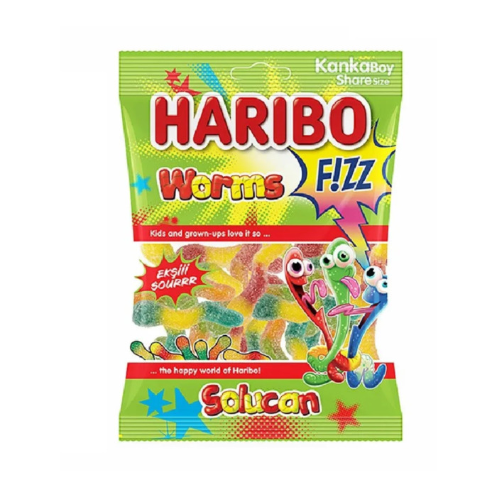 Haribo Fizz Solucan Ekşili 70 Gr
