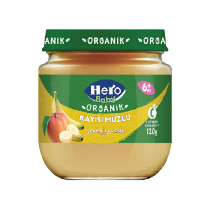 Hero Baby Organik Kayısı Muz Püreli Kavanoz Maması 120 Gr