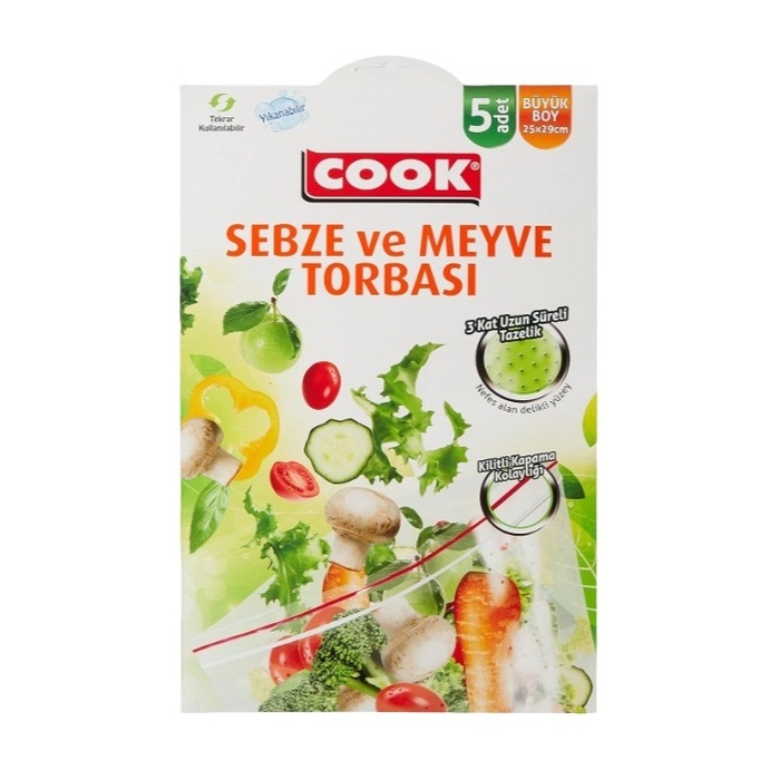 Kilitli Sebze & Meyve Torbası 5'li