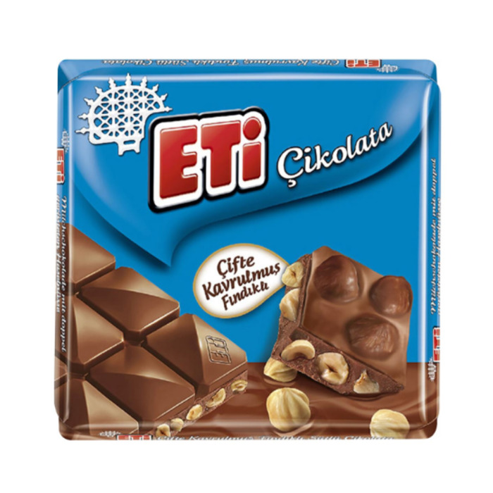 Eti Çifte Kavrulmuş Fındıklı Sütlü Çikolata 60 Gr
