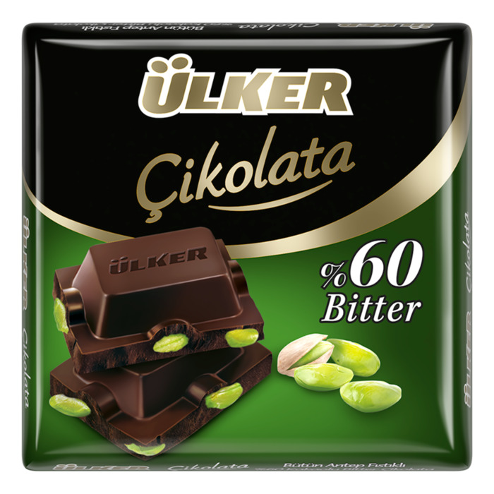 Ülker Antep Fıstıklı %60 Bitter Çikolata 65 Gr