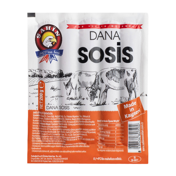 Şahin Sosis Dana 200 Gr